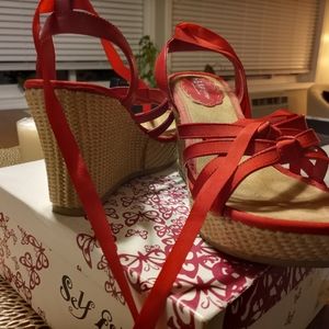 Ballerina lace-up red Self-Esteem sandals